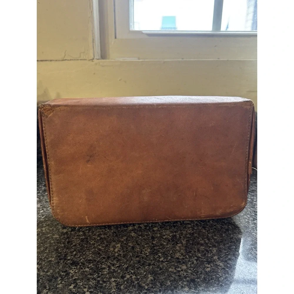 Vintage Leather Box With Button Close Sadle Cowhide‎ Travel Box Keepsakes